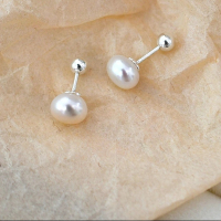 Сребърни обеци с перли , снимка 5 - Обеци - 45036502
