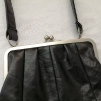 Orient Express винтидж дамска кожена чанта за рамо в черен цвят, снимка 2 - Чанти - 45270551