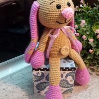 Плетена играчка Заек-Беби 2, Плетени, ръчно изработени, прекрасен подарък, снимка 2 - Плюшени играчки - 38319031