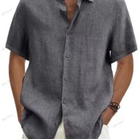 Мъжка ежедневна едноцветна риза с къс ръкав, 9цвята , снимка 6 - Ризи - 45792559