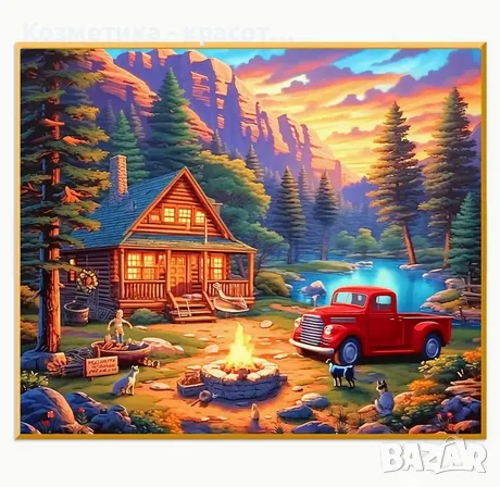 Гоблен шампа с кръстат бод - Вила край езерото , снимка 1