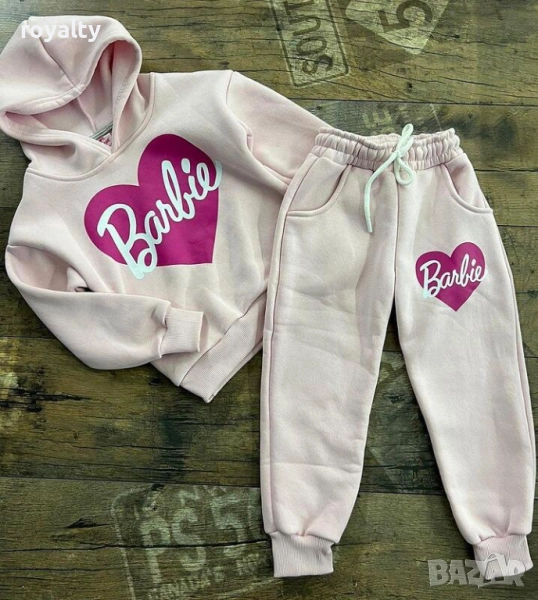 Детски комплект в бяло и розово Барби, снимка 1