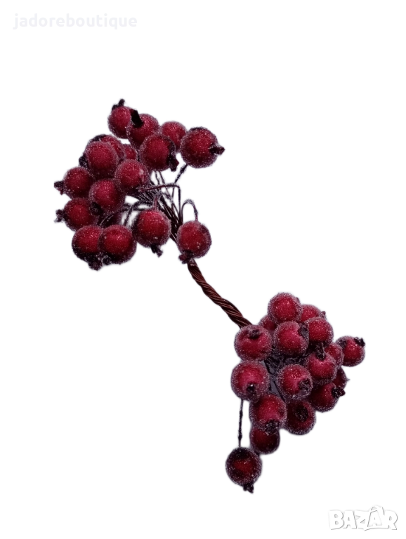 Декоративни заскрежени плодчета - тъмно червени, снимка 1