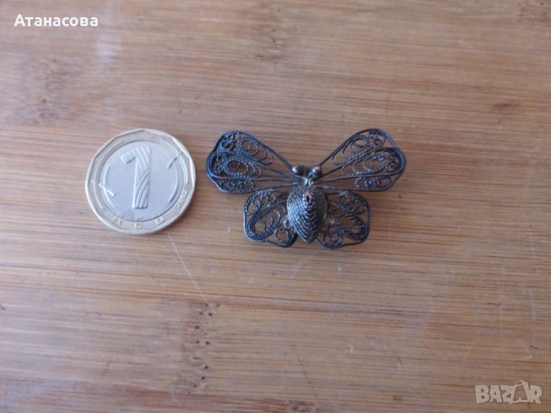 Брошка филигран Пеперуда, снимка 1