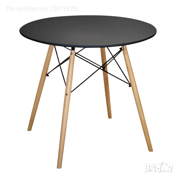 Кръгла маса Puzzle-home HM0059.02 , Ф80см, Черна, снимка 1