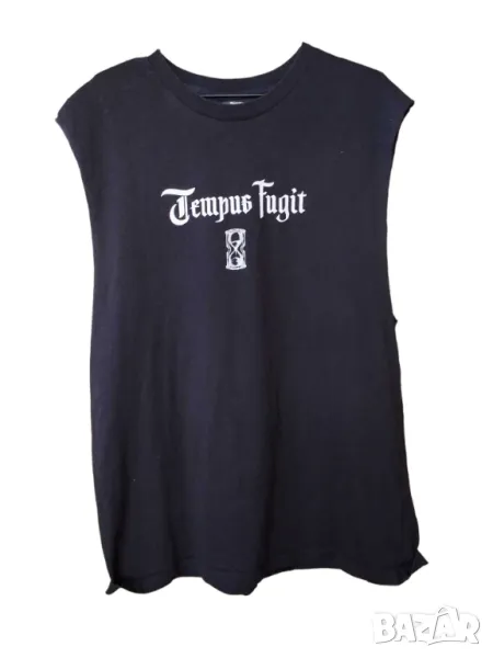 Мъжка тениска без ръкави с надпис Bershka, 100% памук, Черна, XL, снимка 1