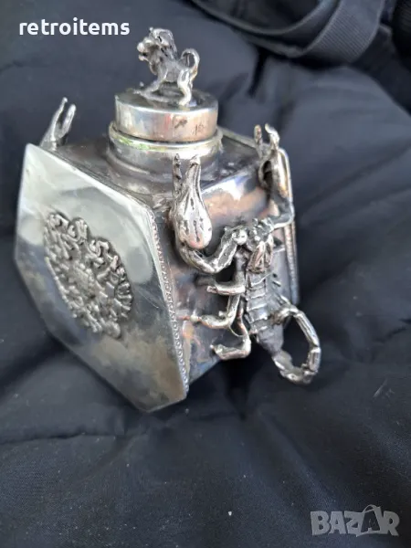  Императорска Русия Юдаика. Сребърна еврейска мастилница, снимка 1