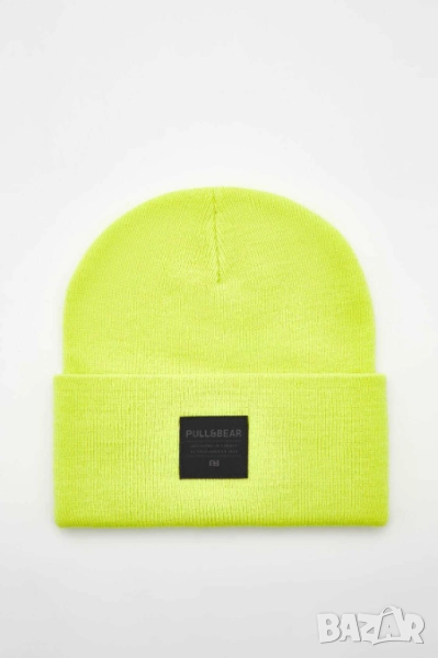 Зимна шапка Pull&Bear, Унисекс, 100% акрил, Яркозелена, М, снимка 1