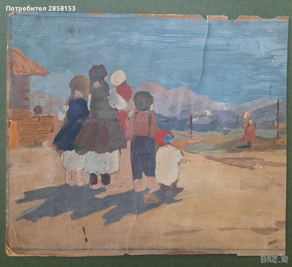 Стара картина гваш на худ. Атанас Михов 1879-1975 г., снимка 1