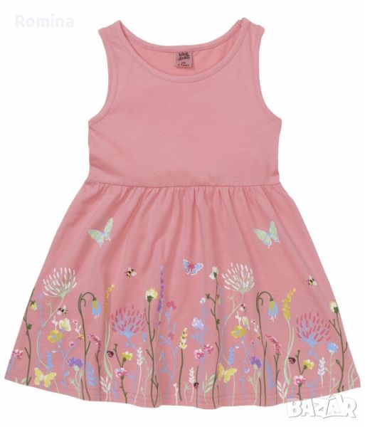 Детска рокля памук с цветя и пеперуди, снимка 1