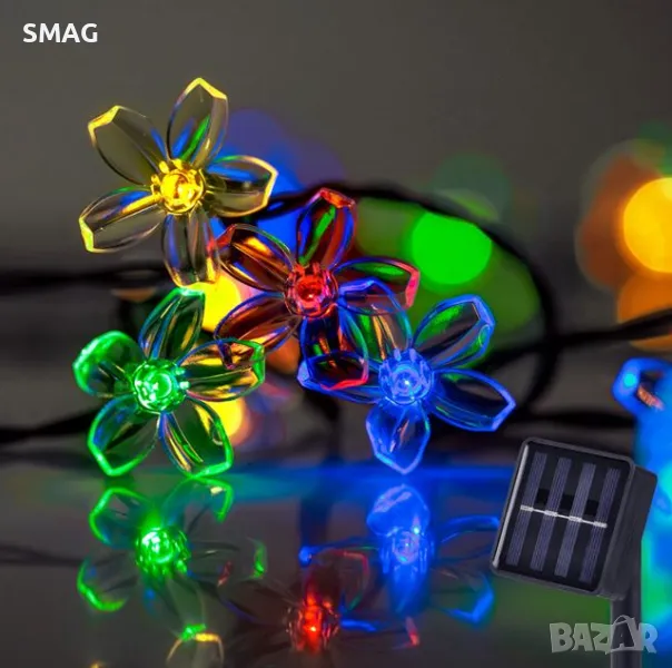 60 соларни LED цветя 5.9m - многоцветни S_1232529, снимка 1