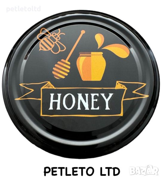 Атрактивни капачки за буркани с пчелен мед honey black limited - 700 бр, снимка 1