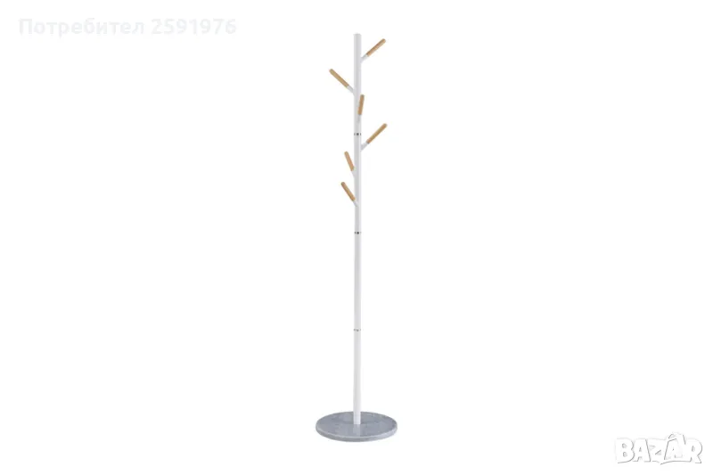 Модерна закачалка Puzzle-home Ponziele, Метал, Бял, D37x174cm, снимка 1