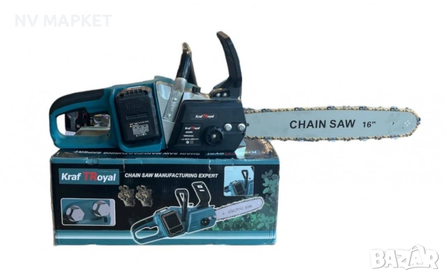 Акумулаторна резачка за дърва с маслен филтър,2х36V 10Ah,с акумулаторен верижен трион с двойна батер