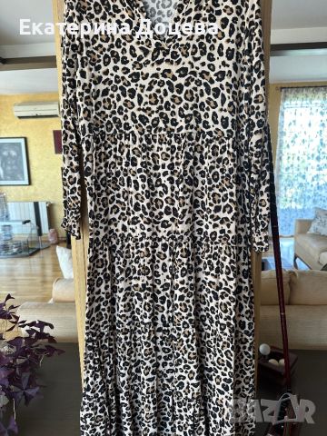 Дълга рокля леопардов принт, снимка 1 - Рокли - 46102884