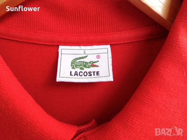 Оригинална червена памучна поло тениска Lacoste размер 5 - L  , снимка 3 - Тениски - 51870355