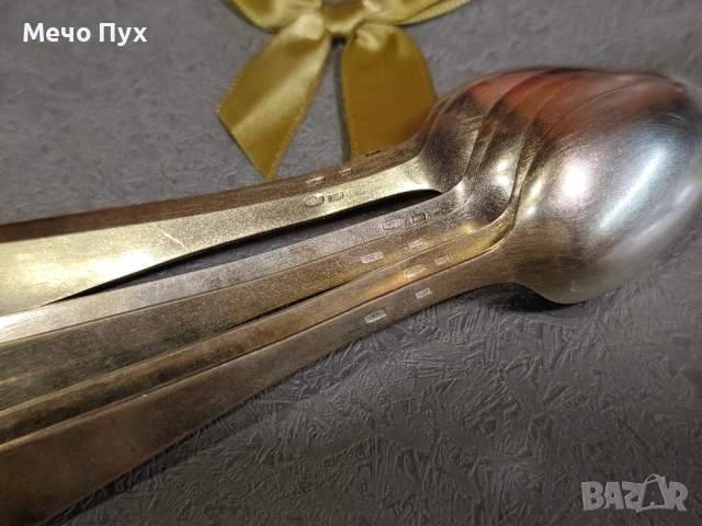 Стари сребърни лъжички с позлата и емайл, снимка 5 - Антикварни и старинни предмети - 51612987