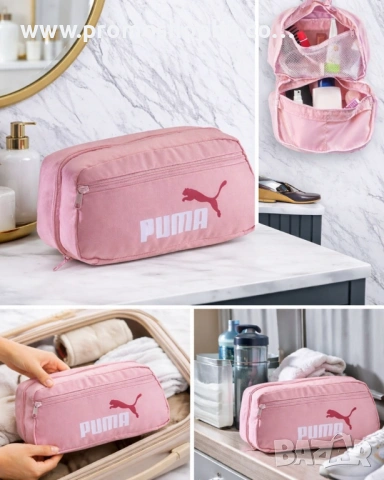 Козметична чанта/несесер Puma, розова, с лого, 28x13.5x13 см, снимка 3 - Други - 49934020