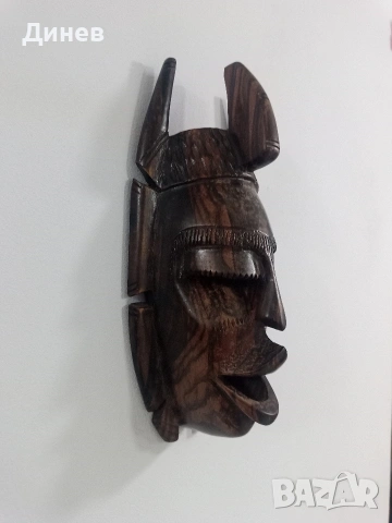 Автентична стенна маска от масивен абанос - 30 см, ръчна изработка, снимка 7 - Декорация за дома - 53446528