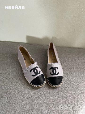 Сиви обувки мокасини пантофки еспадрили Шанел Chanel черни бели, снимка 1 - Дамски ежедневни обувки - 46403689