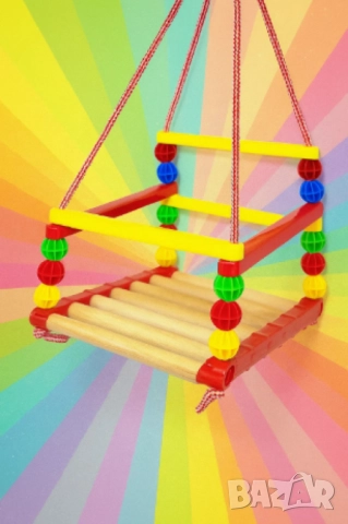 Дървена люлка – Класически модел с модерен цветен дизайн, снимка 2 - Други - 52093488