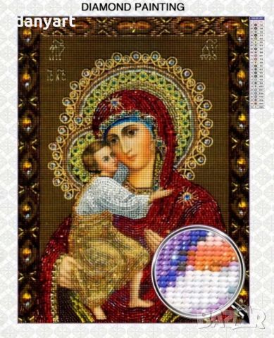 Диамантен гоблен – направи си сам -Света Богородица с младенеца, снимка 2 - Гоблени - 45979368