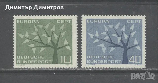 Германия 1962г - Мi 383/84 Европа комплектна серия чиста, снимка 1 - Филателия - 48644236