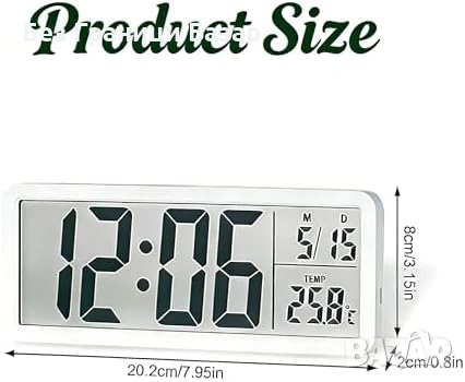 Нов Дигитален стенен часовник 8" LCD дата температура USB бял за стена, снимка 2 - Други стоки за дома - 53915337