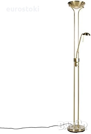 Qazqa Diva 2 - Модерна подова лампа, месинг с LED светлина с димер, за четене, с 2 лампи - Стоманена