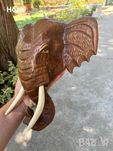 Слонска глава за стена от тиково дърво, снимка 7 - Декорация за дома - 50792048