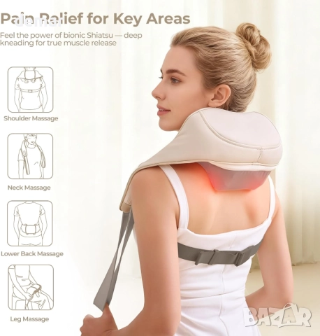 Масажор за врата и раменете с топлина - Aspria Shiatsu дълбокотъканен масажор, снимка 5 - Масажори - 52734401