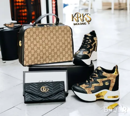 дамски маратонки на платформа, чанта и портмоне gucci , снимка 3 - Чанти - 46845643