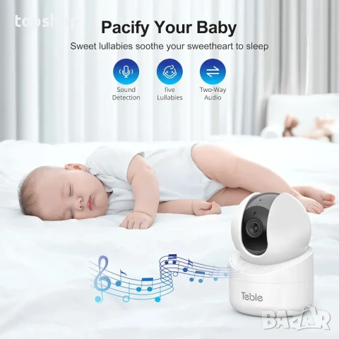 Бебефон Teble с камера и нощно виждане, 5,5” HD видео, 5000mAh, 2-посочно аудио, VOX, 300M обхват., снимка 3 - Бебефони - 50529225