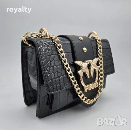 Pinko Нова Черна Дамска Кожена Чанта Пинко , снимка 2 - Чанти - 54096209