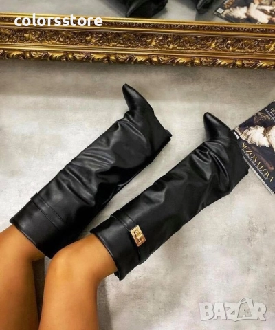 Ботуши на платформа - черна кожа - K-40, снимка 2 - Дамски ботуши - 36745435