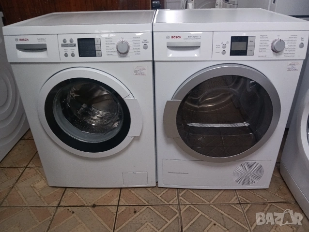 Комплект пералня и сушилня с термопомпа Бош Bosch с две години гаранция!