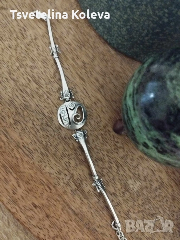 Масивна сребърна гривна ръчна изработка , снимка 2 - Гривни - 53768069