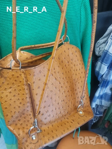 Чанта от естествена кожа-щраус, снимка 5 - Чанти - 53231373