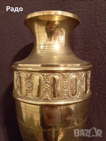 Комплект от две големи старинни месингови вази - ваза, снимка 4 - Антикварни и старинни предмети - 53400266