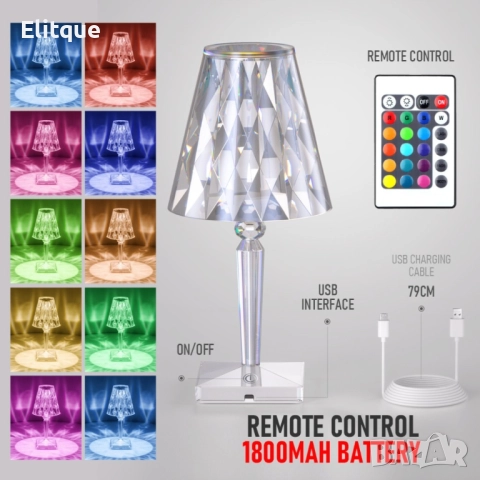 Конусовидна декоративна настолна лампа с usb кабел и дистанционно  , снимка 12 - Настолни лампи - 52904477