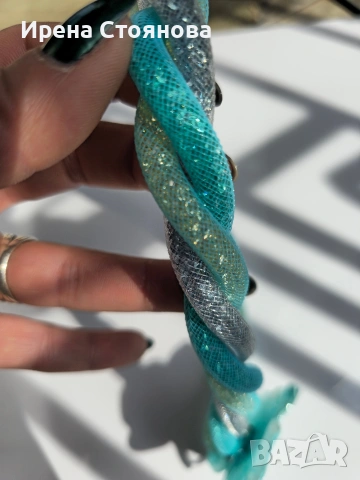 Колие с естествен цвят на орхидея в сини нюанси. Цветето е направено, като брошка , снимка 7 - Колиета, медальони, синджири - 53738127