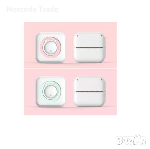 Мини принтер Mercado Trade, За деца, Bluetooth, USB зареждане, Бял с розово, снимка 3 - Образователни игри - 45453493