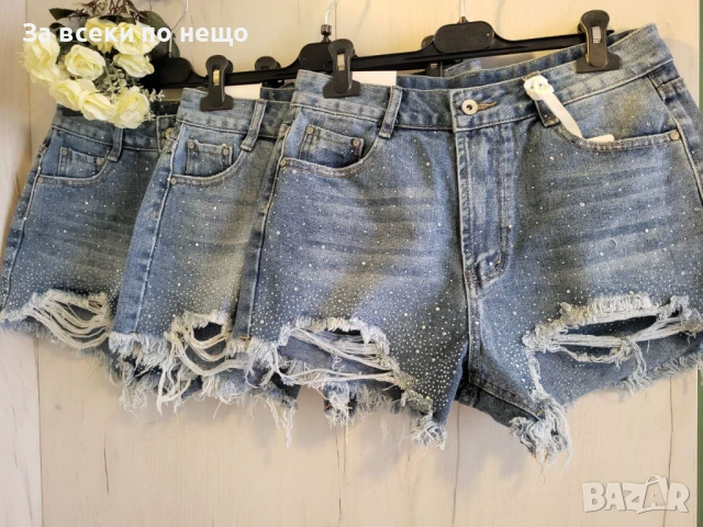 Дамски Къси Дънки🔝Дамски Къси Дънкови Панталони С Камъчета Код BS-33, снимка 5 - Къси панталони и бермуди - 51073944