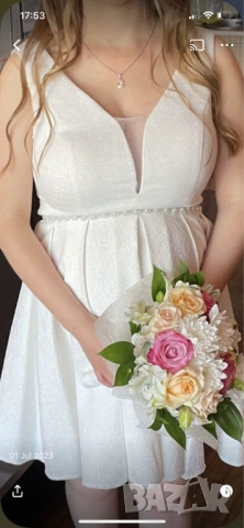 Къса официална бяла рокля