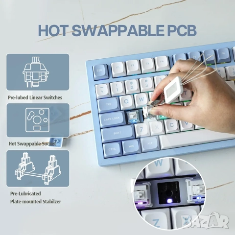 База за механична клавиатура EPOMAKER x Feker Galaxy80 с подарък кабел, снимка 7 - Клавиатури и мишки - 52171174