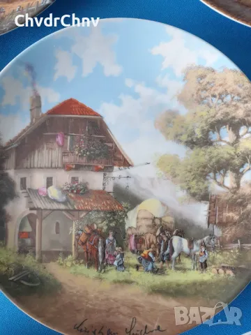 7бр Seltmann/ЗЕЛТМАН Бавария немска колекционерска декоративна порцеланова чиния-картина/пейзажи, снимка 3 - Вази - 48853195