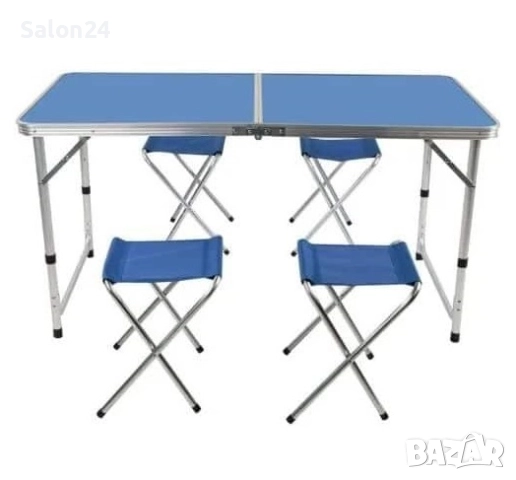 Сгъваем комплект къмпинг маса с 4 стола, алуминиева, регулируема, снимка 2 - Къмпинг мебели - 52213736