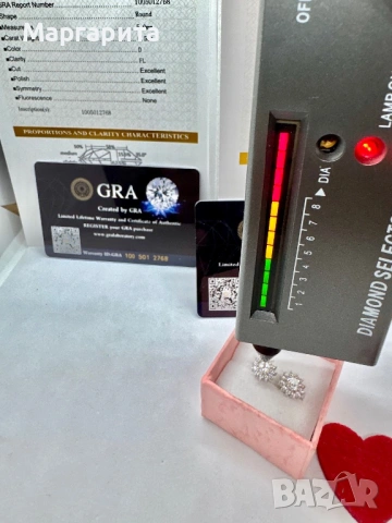 Сребърни обеци с мойсанит (диамант) 0.5 карата , снимка 6 - Обеци - 53205716