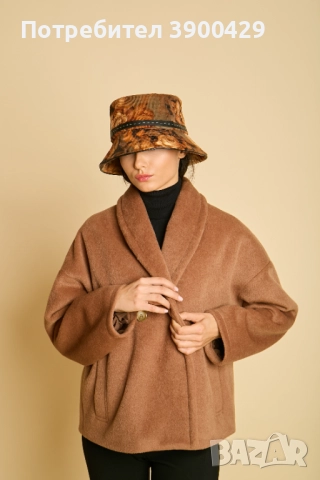 Дамско Вълнено Късо Палто Gabriel coat - Кафяво, снимка 2 - Палта, манта - 52183901