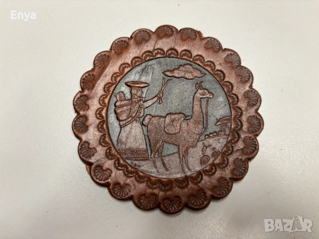 Кожени подложки за чаши от Перу - 5 бр. - за колекционери, снимка 5 - Антикварни и старинни предмети - 53743717